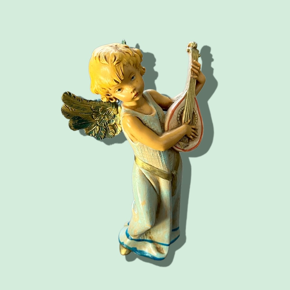 Charming Vintage Fontanini Angel Figurine with Mandolin Depose Italy